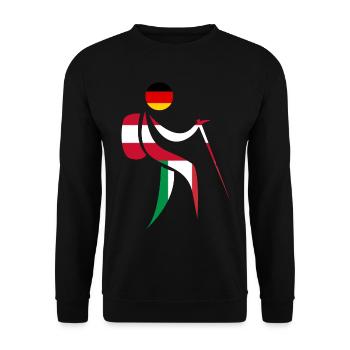 Alpenüberquerung E5 Wandern - Unisex Pullover - Schwarz - Vorne - Alina (178cm) & Michal (187cm)