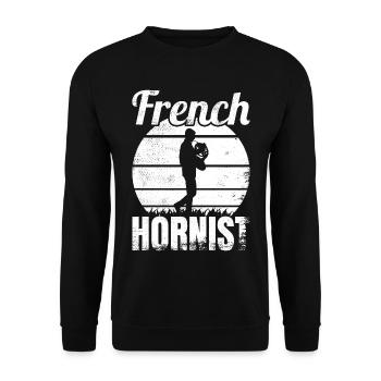 Funny French Horn Player - Unisex Sweatshirt - black - Front - Alina (178cm) & Michal (187cm)