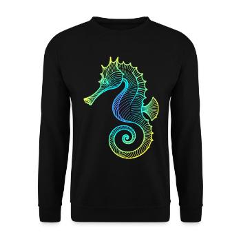Hippocampe dégradé bleu jaune vert tribal - Sweat-shirt Unisexe - noir - Devant - Alina (178cm) & Michal (187cm)