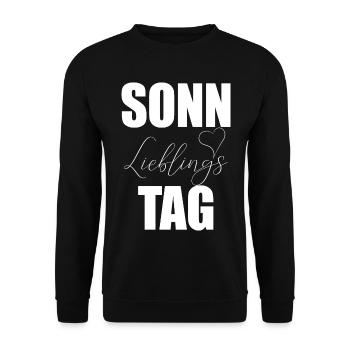 Sonntag Lieblingstag Herz - Unisex Pullover - Schwarz - Vorne - Alina (178cm) & Michal (187cm)