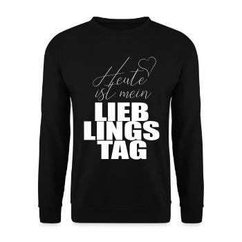 Heute ist mein Lieblingstag Herz - Unisex Pullover - Schwarz - Vorne - Alina (178cm) & Michal (187cm)