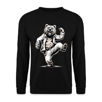 Funny Bear Dad Dad Gift - Unisex Sweatshirt - black - Front - Alina (178cm) & Michal (187cm)