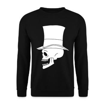 Vintage Weißer Totenkopf - Unisex Pullover - Schwarz - Vorne - Alina (178cm) & Michal (187cm)
