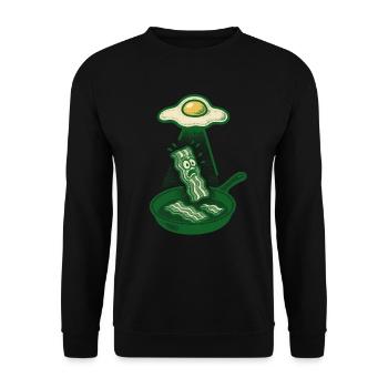 Dramatic Bacon Uplift by Egg Light Beam Food Shirt - Unisex Sweatshirt - black - Front - Alina (178cm) & Michal (187cm)