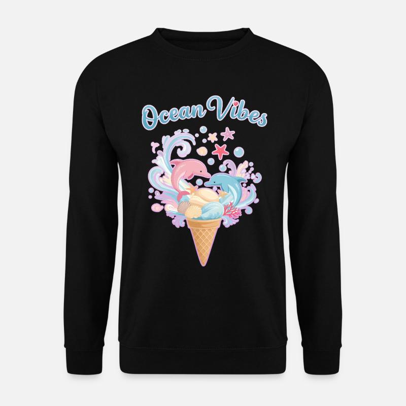 Cream & Dolphins Design 🍦🐬🐬 - Unisex Sweatshirt - black