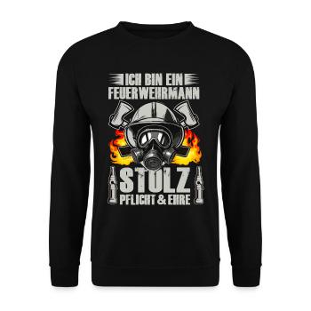 Feuerwehrheld Stolz und Pflicht 112 - Unisex Pullover - Schwarz - Vorne - Alina (178cm) & Michal (187cm)