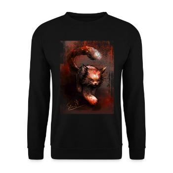 Lynx rouge rampant [peint à la main] - Sweat-shirt Unisexe - noir - Devant - Alina (178cm) & Michal (187cm)