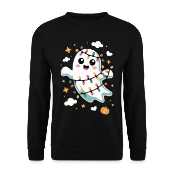 Doux fantôme avec des lumières de Noël - Sweat-shirt Unisexe - noir - Devant - Alina (178cm) & Michal (187cm)