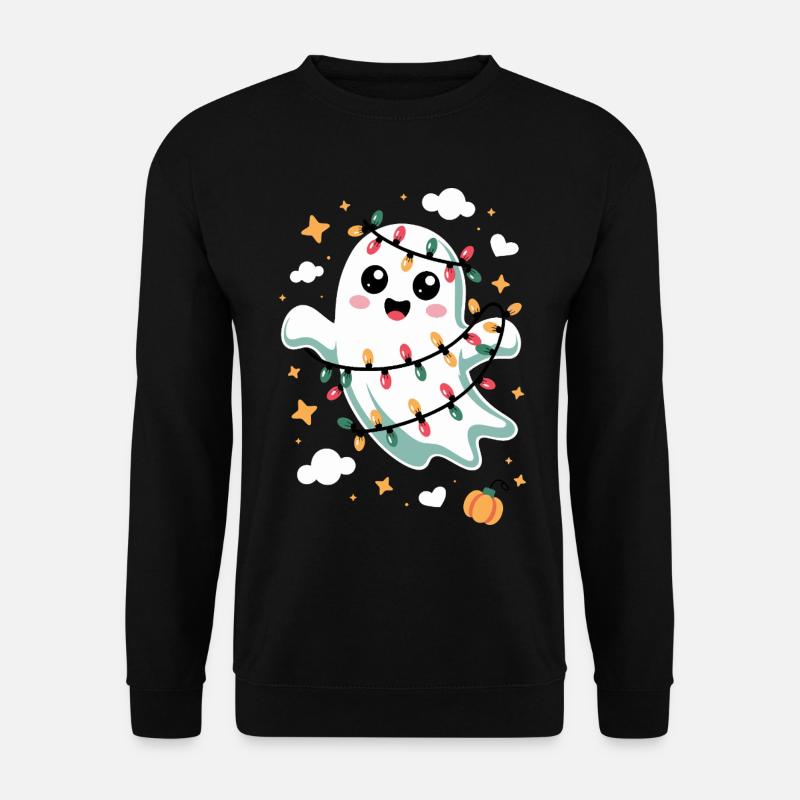 Sweet ghost with Christmas lights - Unisex Sweatshirt - black