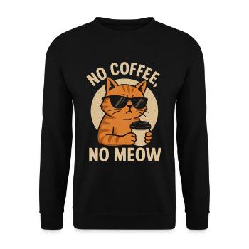 Coole Katze mit Sonnenbrille und Kaffeetasse - Unisex Pullover - Schwarz - Vorne - Alina (178cm) & Michal (187cm)