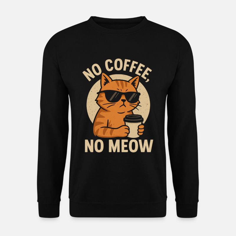Coole Katze mit Sonnenbrille und Kaffeetasse - Unisex Pullover - Schwarz