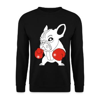 White Dog Boxer - Unisex Sweatshirt - black - Front - Alina (178cm) & Michal (187cm)