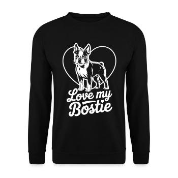 Love My Bostie - Unisex Sweatshirt - black - Front - Alina (178cm) & Michal (187cm)