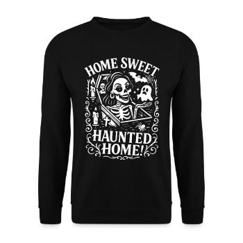 Home Sweet Haunted Home - Unisex Pullover - Schwarz - Vorne - Alina (178cm) & Michal (187cm)