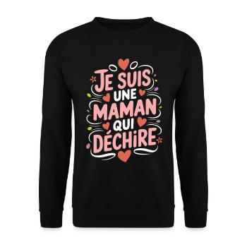 Ich bin eine Killer-Mutter - Unisex Pullover - Schwarz - Vorne - Alina (178cm) & Michal (187cm)