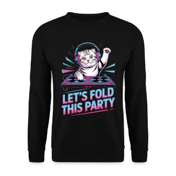 DJ Humor Tier Schottisch Fold Chat - Unisex Pullover - Schwarz - Vorne - Alina (178cm) & Michal (187cm)