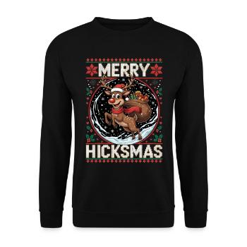 Weihnachten Rentier Rudolph - Weihnachten - Unisex Pullover - Schwarz - Vorne - Alina (178cm) & Michal (187cm)