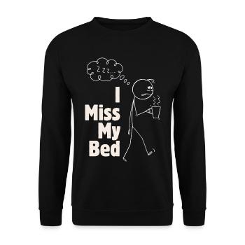 Le lit me manque – des graphismes drôles avec du café - Sweat-shirt Unisexe - noir - Devant - Alina (178cm) & Michal (187cm)