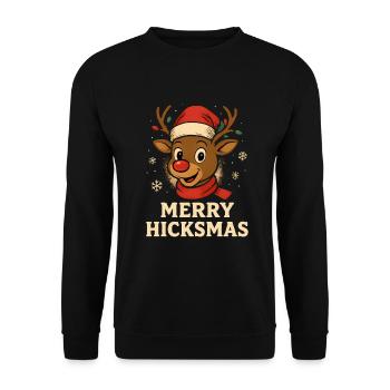 Rudolph Renne Noël Drôle Mignon Hiver - Sweat-shirt Unisexe - noir - Devant - Alina (178cm) & Michal (187cm)