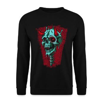 Turquoise Skull with Horns - Unisex Sweatshirt - black - Front - Alina (178cm) & Michal (187cm)
