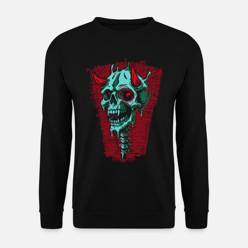 Türkis Totenschädel mit Hörnern - Unisex Pullover - Schwarz