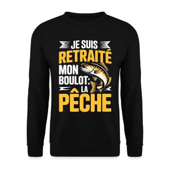 I'm retired, my job, fishing, humor - Unisex Sweatshirt - black - Front - Alina (178cm) & Michal (187cm)