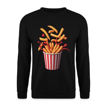 POP FRITES - Bellegique - Unisex Sweatshirt - black - Front - Alina (178cm) & Michal (187cm)