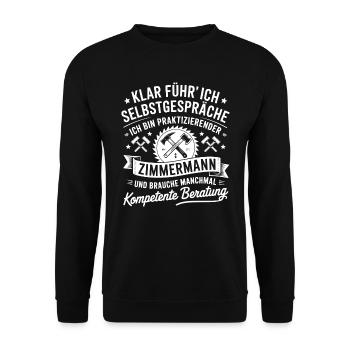 Zimmermann Zimmerer Zimmerleute - Unisex Pullover - Schwarz - Vorne - Alina (178cm) & Michal (187cm)