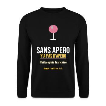 Sans Apero: Philosophie Française - Sweat-shirt Unisexe - noir - Devant - Alina (178cm) & Michal (187cm)