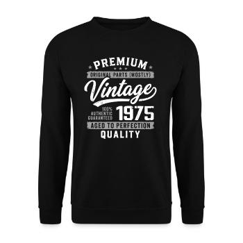 Vintage 1975 Retro 1975 Jubiläum 1975 - Unisex Pullover - Schwarz - Vorne - Alina (178cm) & Michal (187cm)