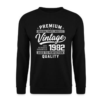 Vintage 1982 Retro 1982 Jubiläum 1982 - Unisex Pullover - Schwarz - Vorne - Alina (178cm) & Michal (187cm)
