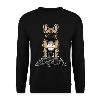 French Bulldog Dog on Rock Proud Portrait - Unisex Sweatshirt - black - Front - Alina (178cm) & Michal (187cm)