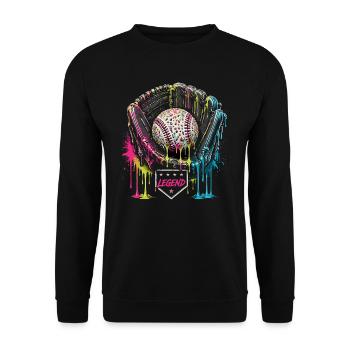 Baseball Handschuh Legend Bunt Grafik - Unisex Pullover - Schwarz - Vorne - Alina (178cm) & Michal (187cm)