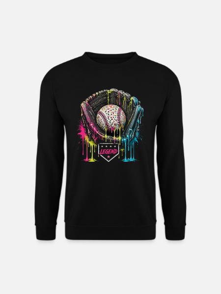 Baseball Handschuh Legend Bunt Grafik - Unisex Pullover - Schwarz