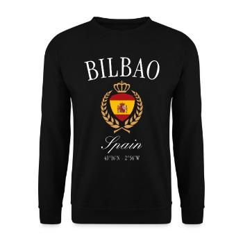 Bilbao Spanien Wappen Krone – Reise Souvenir - Unisex Pullover - Schwarz - Vorne - Alina (178cm) & Michal (187cm)