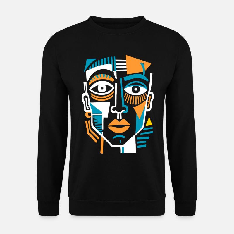 Buntes kubistisches Gesicht - Unisex Pullover - Schwarz
