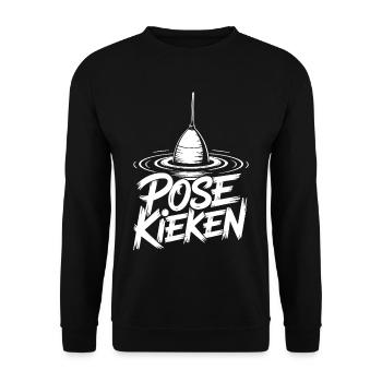 Fischen Pose Humor - Unisex Pullover - Schwarz - Vorne - Alina (178cm) & Michal (187cm)