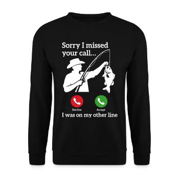 Angeln Ruft Retro Vintage Angler Spruch Design - Unisex Pullover - Schwarz - Vorne - Alina (178cm) & Michal (187cm)