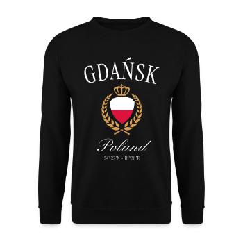 Danzig Polen Wappen Krone – Reise Souvenir - Unisex Pullover - Schwarz - Vorne - Alina (178cm) & Michal (187cm)