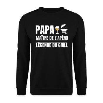 Papa Maître Apéro Gril Légende - Sweat-shirt Unisexe - noir - Devant - Alina (178cm) & Michal (187cm)