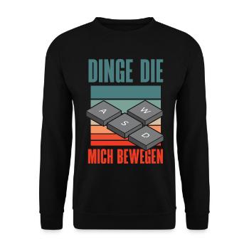 Dinge Die Mich Bewegen Wasd Pc Gamer Lustig Nerd - Unisex Pullover - Schwarz - Vorne - Alina (178cm) & Michal (187cm)
