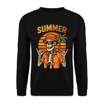 Hawaiian Palm Summer Skeleton - Unisex Sweatshirt - black - Front - Alina (178cm) & Michal (187cm)