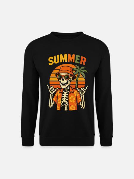 Hawaiian Palm Summer Skeleton - Unisex Sweatshirt - black