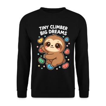 Kawaii Faultier Klettern - Tiny Climber Shirt - Unisex Pullover - Schwarz - Vorne - Alina (178cm) & Michal (187cm)