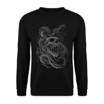 Dunkler Heavy Metal Goth Skull und Schlange  - Unisex Pullover - Schwarz - Vorne - Alina (178cm) & Michal (187cm)