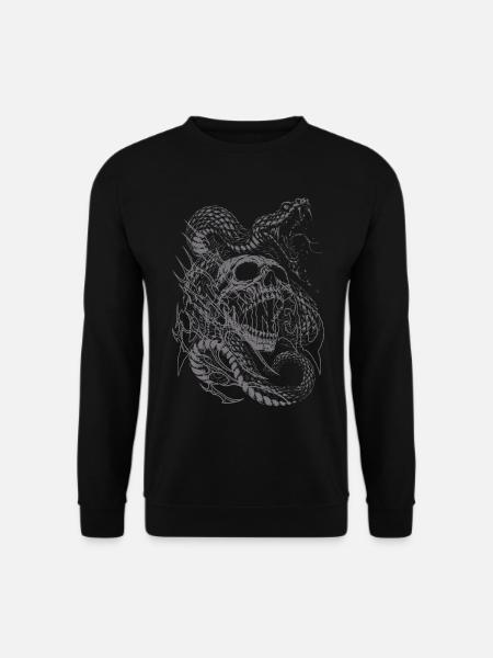 Dunkler Heavy Metal Goth Skull und Schlange - Unisex Pullover - Schwarz