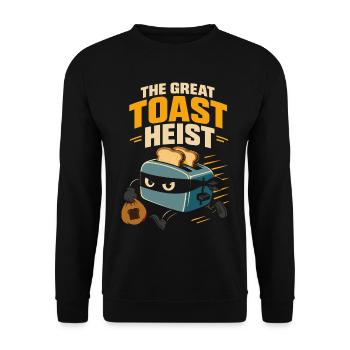 The Great Toast Heist – Ninja Toaster Humor - Unisex Pullover - Schwarz - Vorne - Alina (178cm) & Michal (187cm)