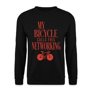 My Bicycle Calls This Networking - Unisex Pullover - Schwarz - Vorne - Alina (178cm) & Michal (187cm)