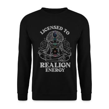 Chakra Lizenz - Energie im Flow - Unisex Pullover - Schwarz - Vorne - Alina (178cm) & Michal (187cm)
