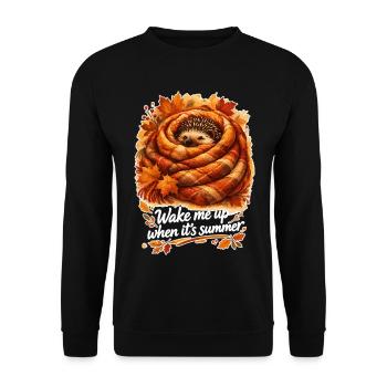 Niedlicher Igel im Winterschlaf Decken Spruch - Unisex Pullover - Schwarz - Vorne - Alina (178cm) & Michal (187cm)